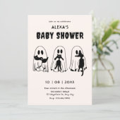 Invitation fantôme de chat noir bébé drôle showering (Debout devant)