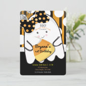 Invitation Fantôme de fille mignonne Halloween Fête d'anniver (Debout devant)
