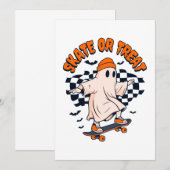 Invitation Fantôme de Skate ou Treat Halloween (Devant / Derrière)