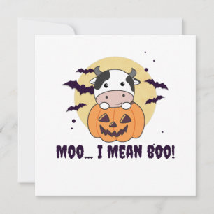 Invitation Fantôme de vache mignon kawaii Halloween meugle je