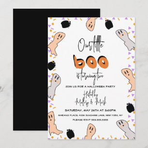 Invitation Fantôme d'Halloween notre petit Boo Confetti