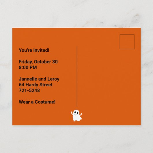 Invitation Fantôme d'Halloween Orange moderne (Dos)