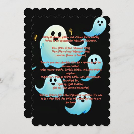 Invitation fantôme effrayant d'Halloween (Devant / Derrière)