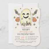 Invitation Fantôme éffrayant Halloween Enfant fête d'annivers (Devant)