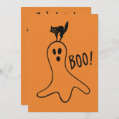 Invitation Fantôme et chat noir Halloween Party Éffrayant Ora (Devant / Derrière)