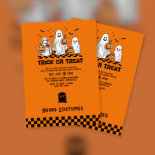 Invitation Fantôme et Citrouille Trick ou Treat Halloween Par