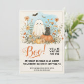 Invitation Fantôme Floral Mignon Halloween (Debout devant)