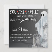 Invitation Fantôme gris dans les cimetières et les pierres to (Devant)