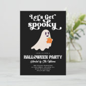 Invitation Fantôme Groovy Noir, Halloween Effrayant (Debout devant)