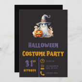Invitation Fantôme mignon avec Jack-O' Lantern Halloween noir (Devant / Derrière)