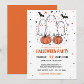 Invitation Fantôme mignon et Halloween Citrouille (Devant / Derrière)