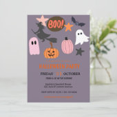 Invitation Fantôme mignon et Halloween Citrouille (Debout devant)