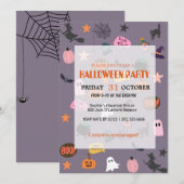 Invitation Fantôme mignon et Halloween Citrouille (Devant / Derrière)
