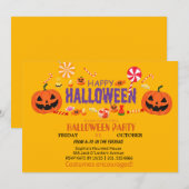 Invitation Fantôme mignon et Halloween Citrouille (Devant / Derrière)