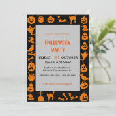 Invitation Fantôme mignon et Halloween Citrouille (Debout devant)