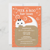 Invitation Fantôme Orange Peek A Boo Halloween Shower Bébé  (Devant)