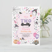Invitation Fantôme rose de Halloween Deux anniversaire effray (Debout devant)