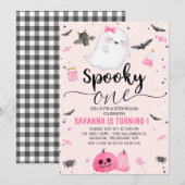 Invitation Fantôme rose Éffrayant un Halloween 1er anniversai (Devant / Derrière)