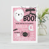 Invitation Fantôme rose Halloween Anniversaire Fête Invitatio (Debout devant)