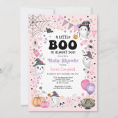 Invitation Fantôme rose Halloween Baby shower fille Boo (Devant)