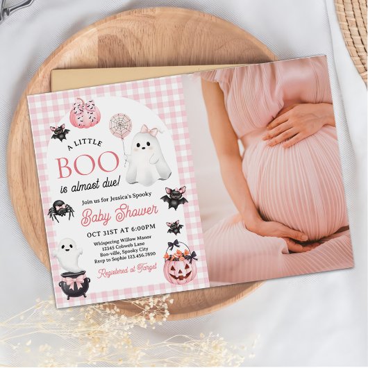Invitation Fantôme rose Halloween Baby shower fille photo