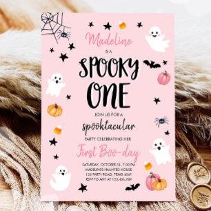 Invitation Fantôme rose Halloween Éffrayant Un 1er anniversai