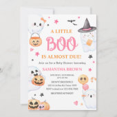 Invitation Fantôme rose Halloween Petit Baby shower Boo (Devant)