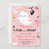 Invitation Fantôme rose QUATRE Éffrayants anniversaire (Devant)