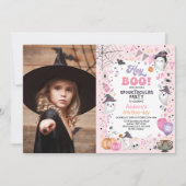 Invitation Fantôme rose Spooktaculaire Halloween Fille Annive (Devant)