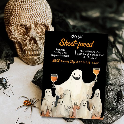 Invitation Fantômes à la feuille Cocktails Adulte Halloween P