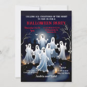 Invitation Fantômes blancs éffrayants dans la fête d'Hallowee (Devant)