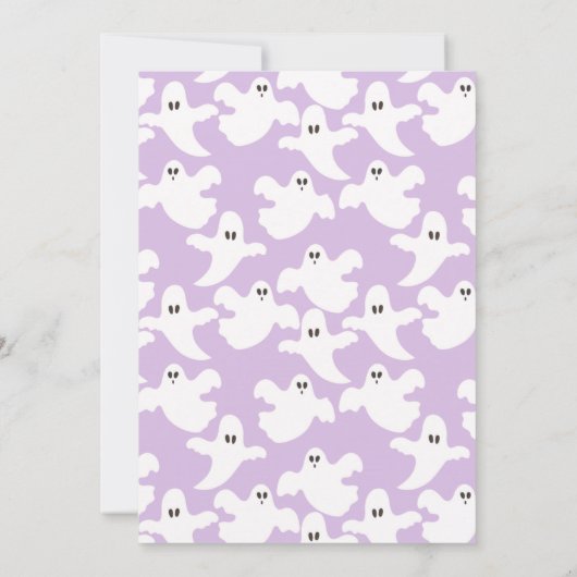 Invitation Fantômes blancs mignons à l'Halloween violet mou d (Dos)
