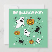 Invitation Fantômes, Citrouilles et araignée d'Halloween pers (Devant)