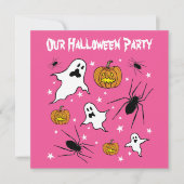 Invitation Fantômes, Citrouilles et araignée d'Halloween pers (Devant)