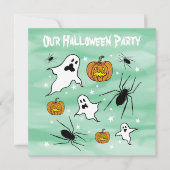 Invitation Fantômes, Citrouilles et araignée d'Halloween pers (Devant)