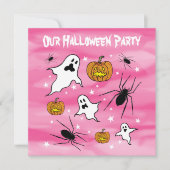 Invitation Fantômes, Citrouilles et araignée d'Halloween pers (Devant)