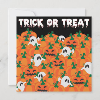 Invitation Fantômes d'Halloween Patch de citrouille hantée