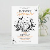 Invitation Fantômes éffrayants d'effroi noir et blanc Anniver (Debout devant)