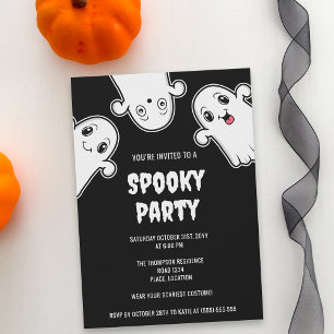 Invitation Fantômes éffrayants Fête Halloween Noir et blanc