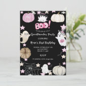 Invitation Fantômes mignons, Citrouilles roses et étoiles Fil (Debout devant)