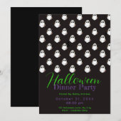 Invitation Fantômes noirs et blancs Soirée d'Halloween (Devant / Derrière)