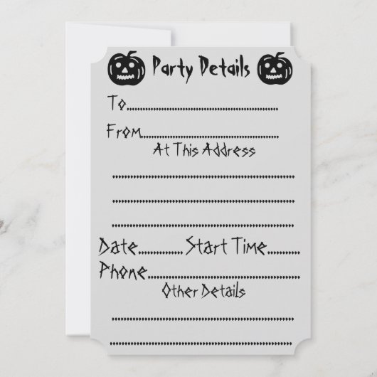 Invitation fantômes rigolotes criant boo black halloween Part (Dos)