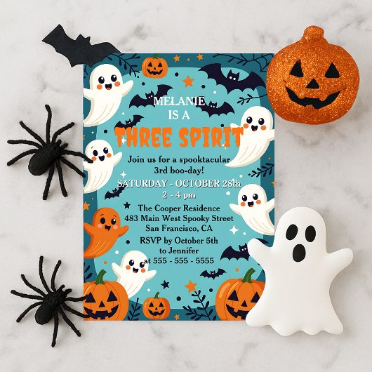 Invitation Fantômes Trois Esprit Boo Day Halloween Anniversai