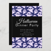 Invitation Fantômes violets et blancs Soirée d'Halloween (Devant / Derrière)