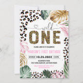 Invitation Far One Empreinte de léopard Jungle Anniversaire (Devant)