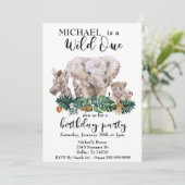 Invitation Far One Jungle Aquarelle Elephant Zebra animal (Debout devant)