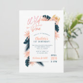 Invitation Far One Tropical Jungle Pink Monster Anniversaire (Debout devant)