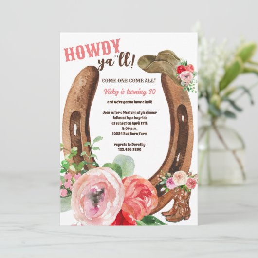 Invitation Far West | Howdy | Fête de Cowgirl (Debout devant)
