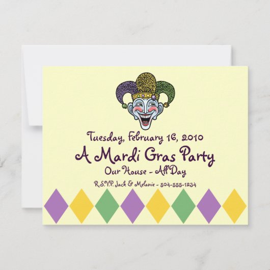 Invitation Farceur de mardi gras (Dos)