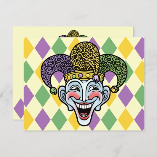 Invitation Farceur de mardi gras (Devant / Derrière)